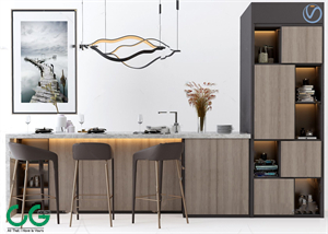 Modern bar bar chair combination 3d model